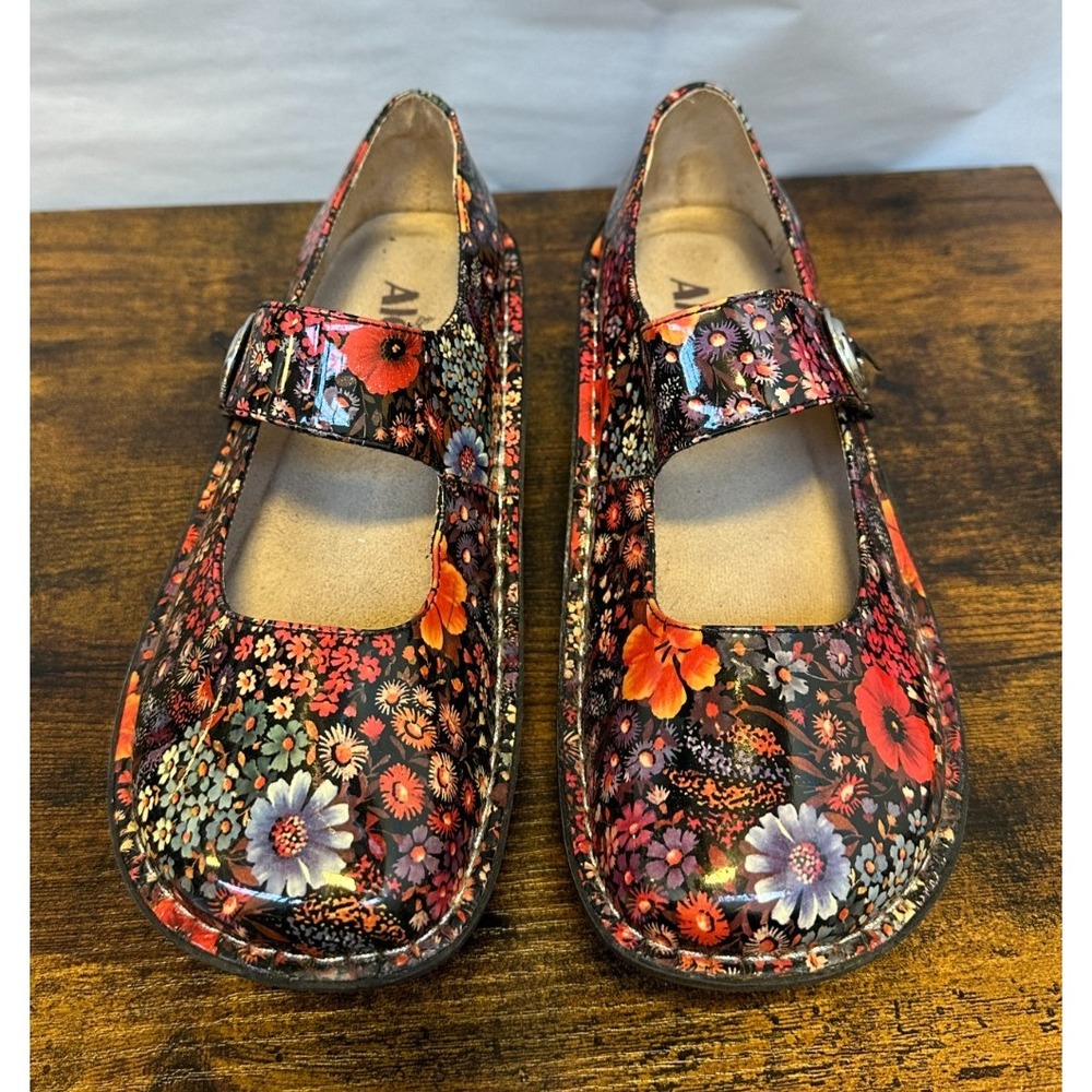 Alegria Floral Patent Leather Mary Jane Shoes Floral Platform Size 37 US 7 / 7.5 - Picture 11 of 11